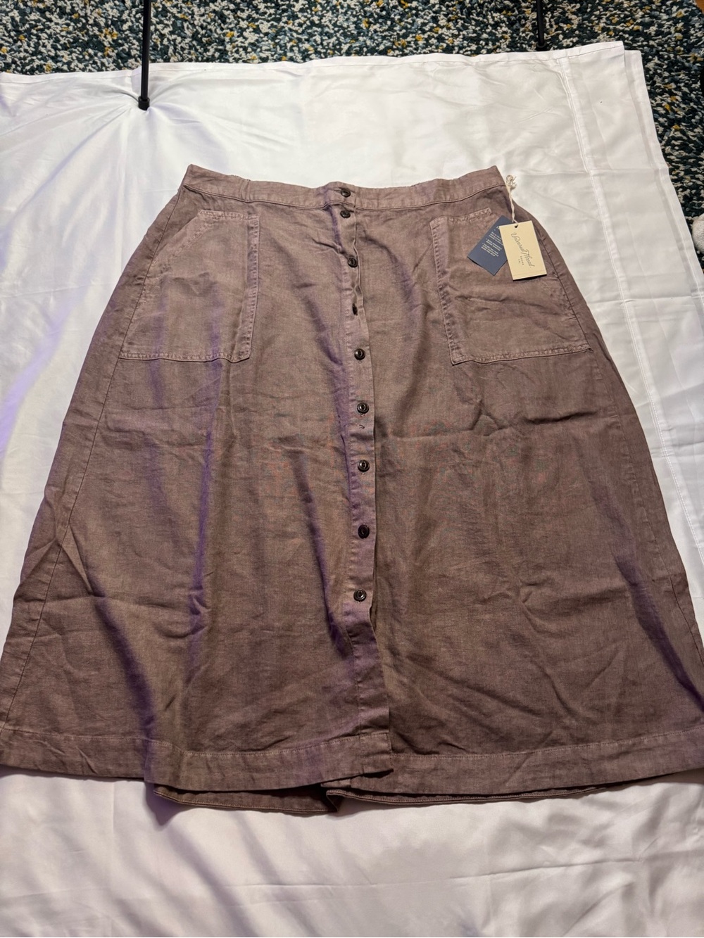 Universal Thread Button-Front Women's Linen Blend A-Line Skirt - Brown